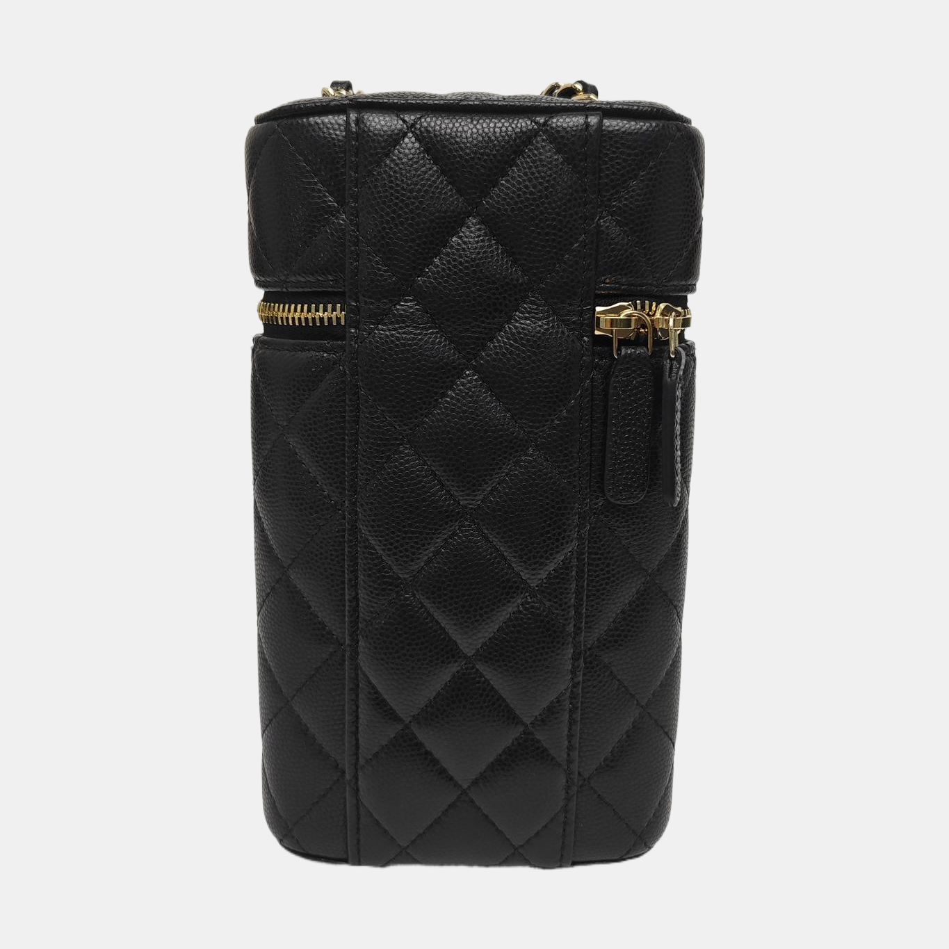 Quilted Grained Calfskin Shoulder Bag Black