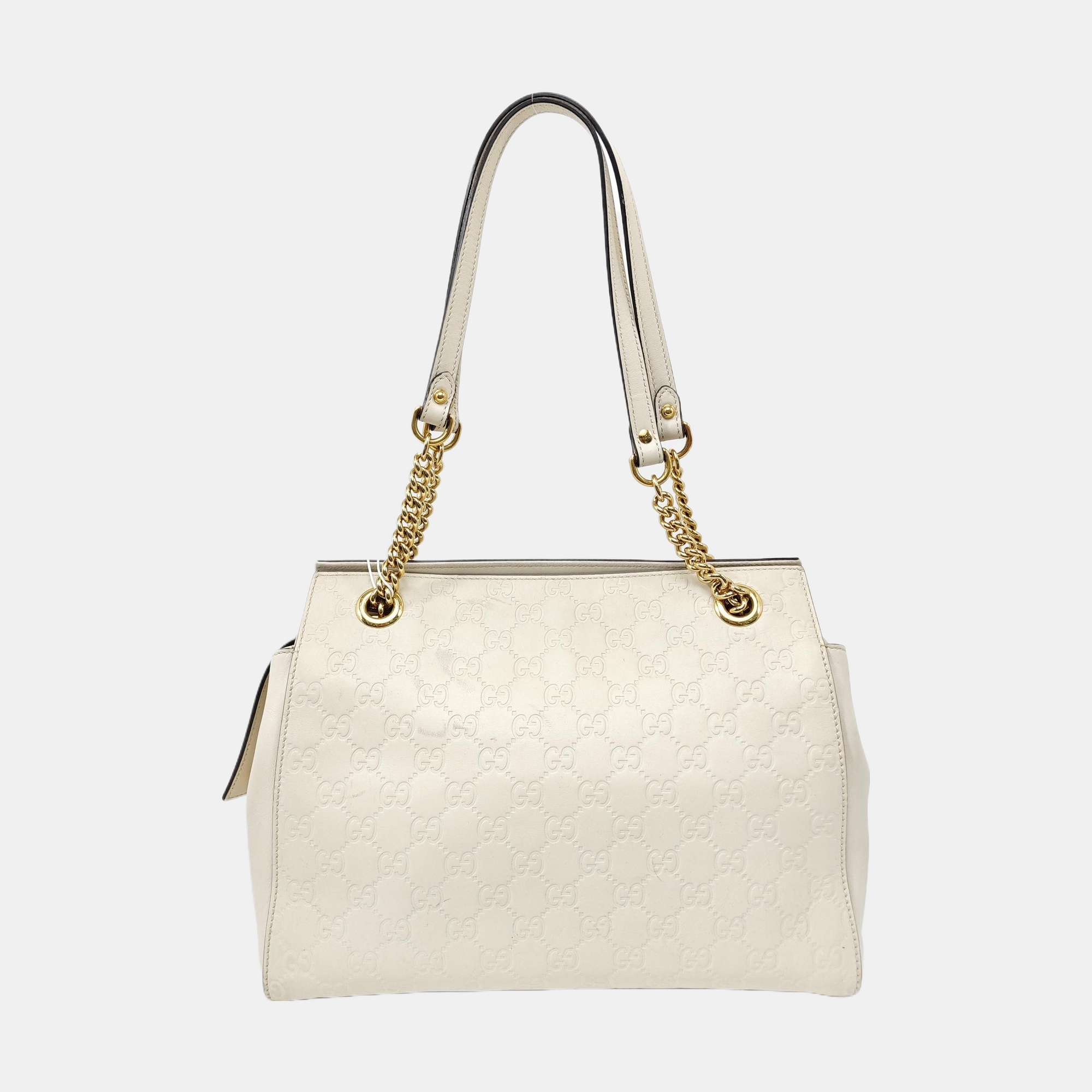 Monogram Calfskin Tote Bag White