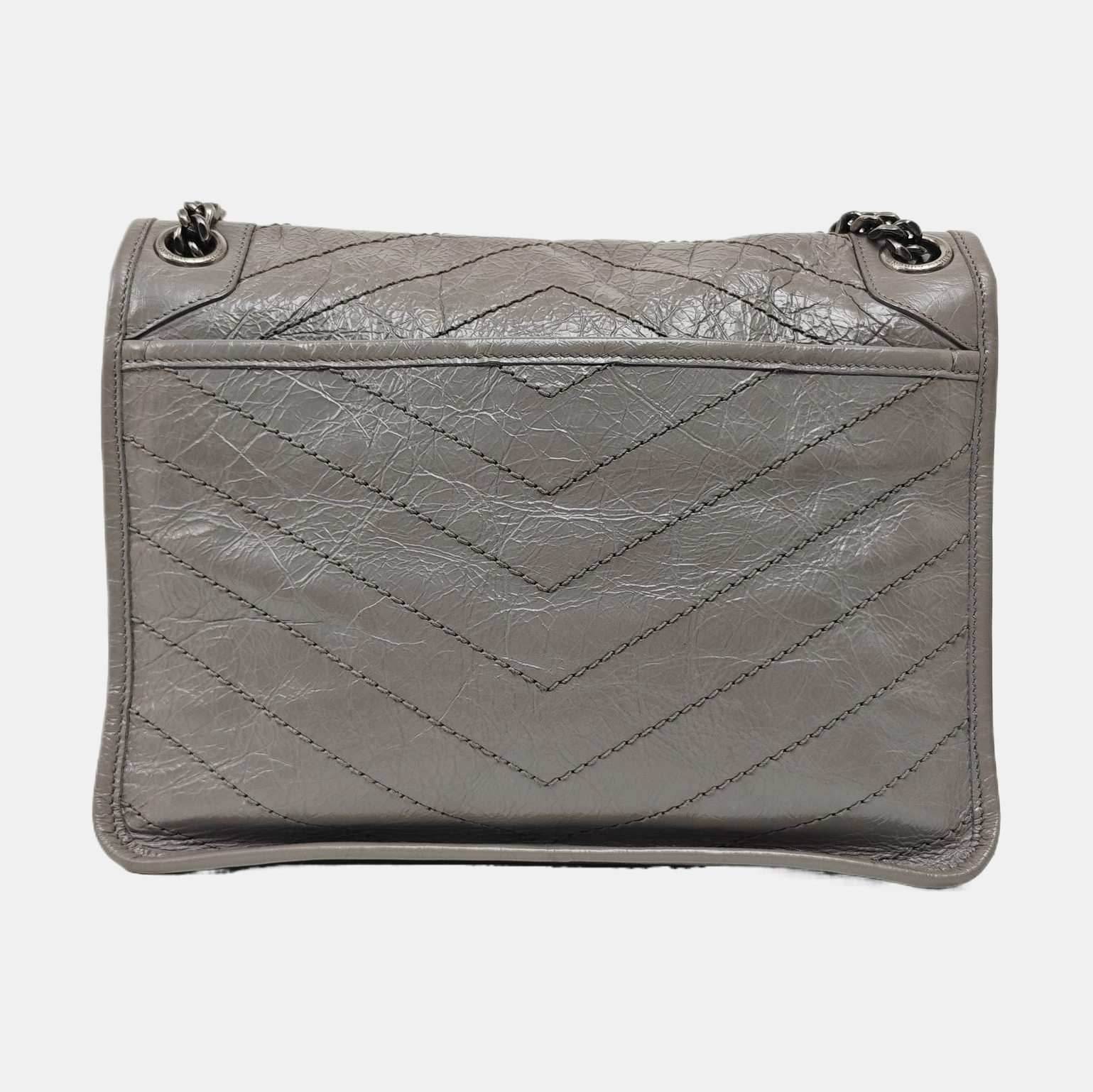 NIKI Medium Chevron Calfskin Gray