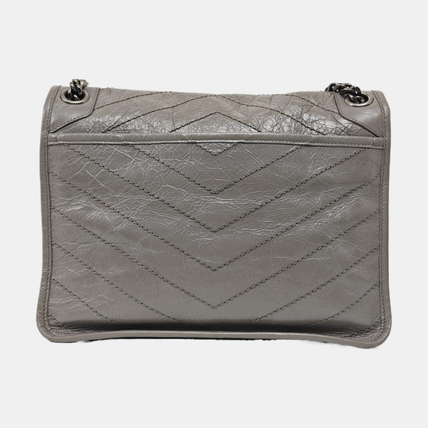 NIKI Medium Chevron Calfskin Gray
