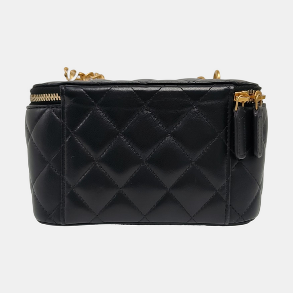 Authenticated pre-owned  VANITY CASE Medium Quilted Lambskin Black - Crossbody Bag at Looply