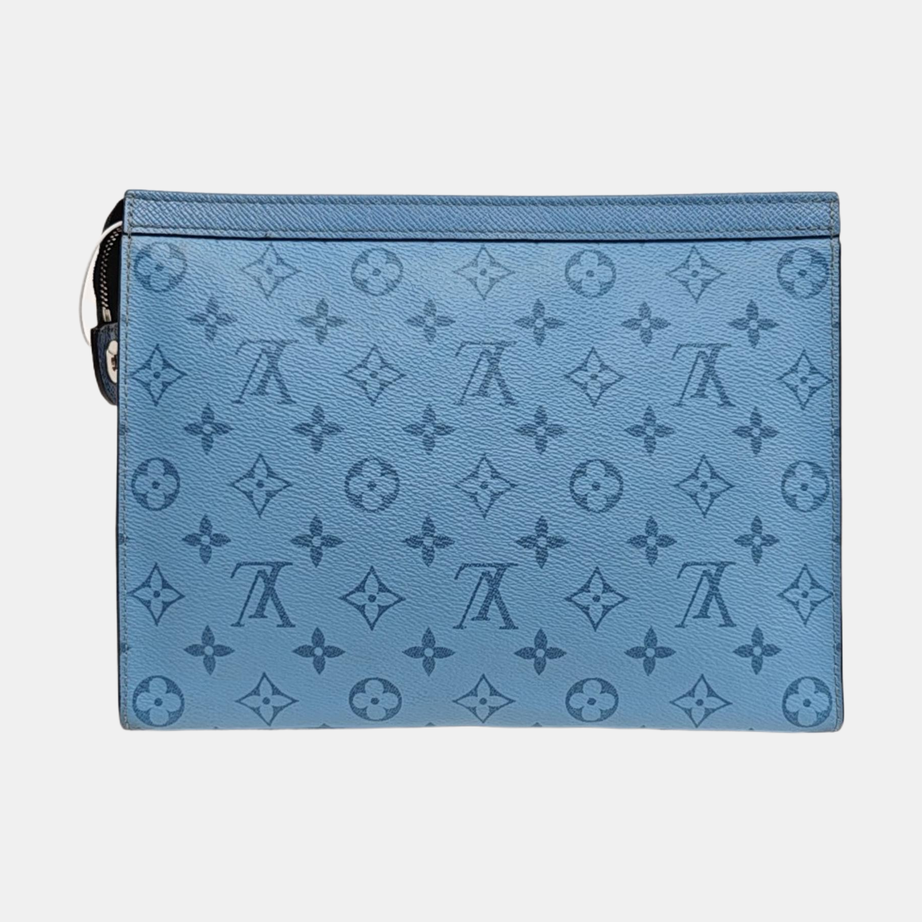 Pochette Voyag MM Monogram Coated Canvas Blue