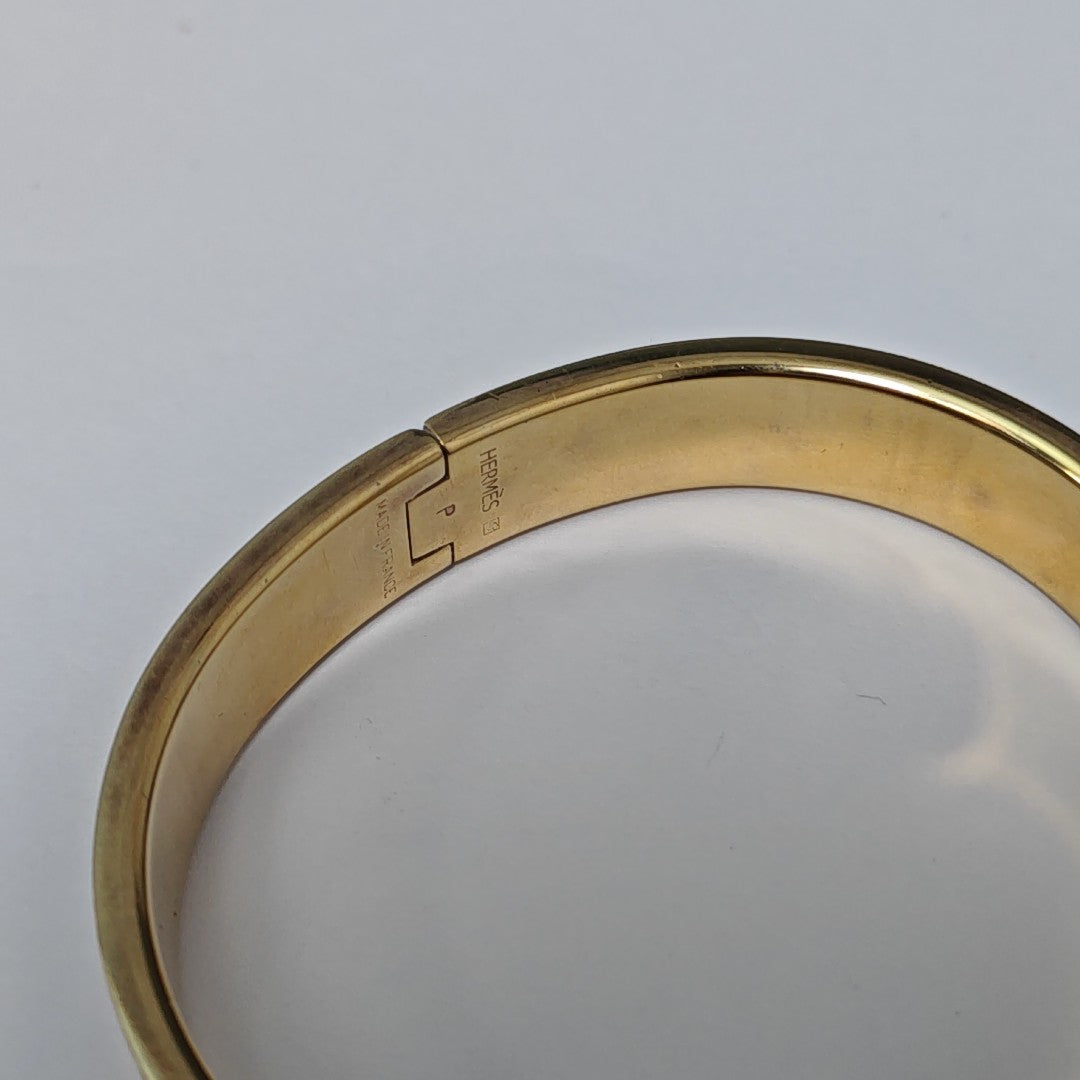 Clic H Metal White Bangle