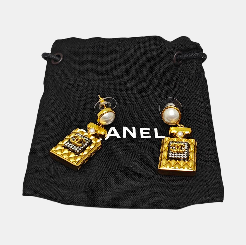 CC Logo Metal Gold Earrings