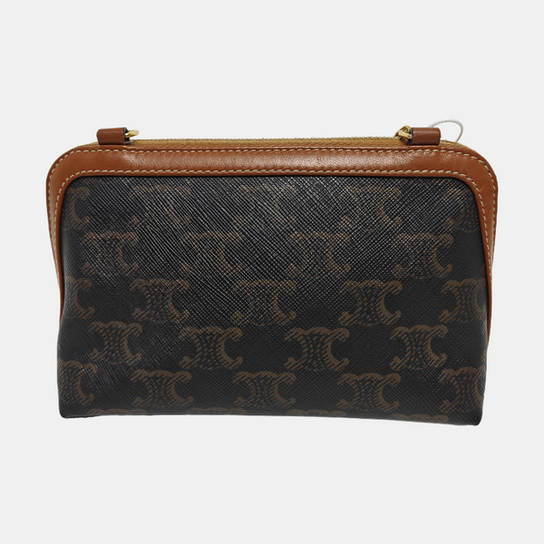 Authenticated pre-owned  TRIOMPHE CANVAS Mini Coated Canvas Brown - Shoulder Bag at Looply