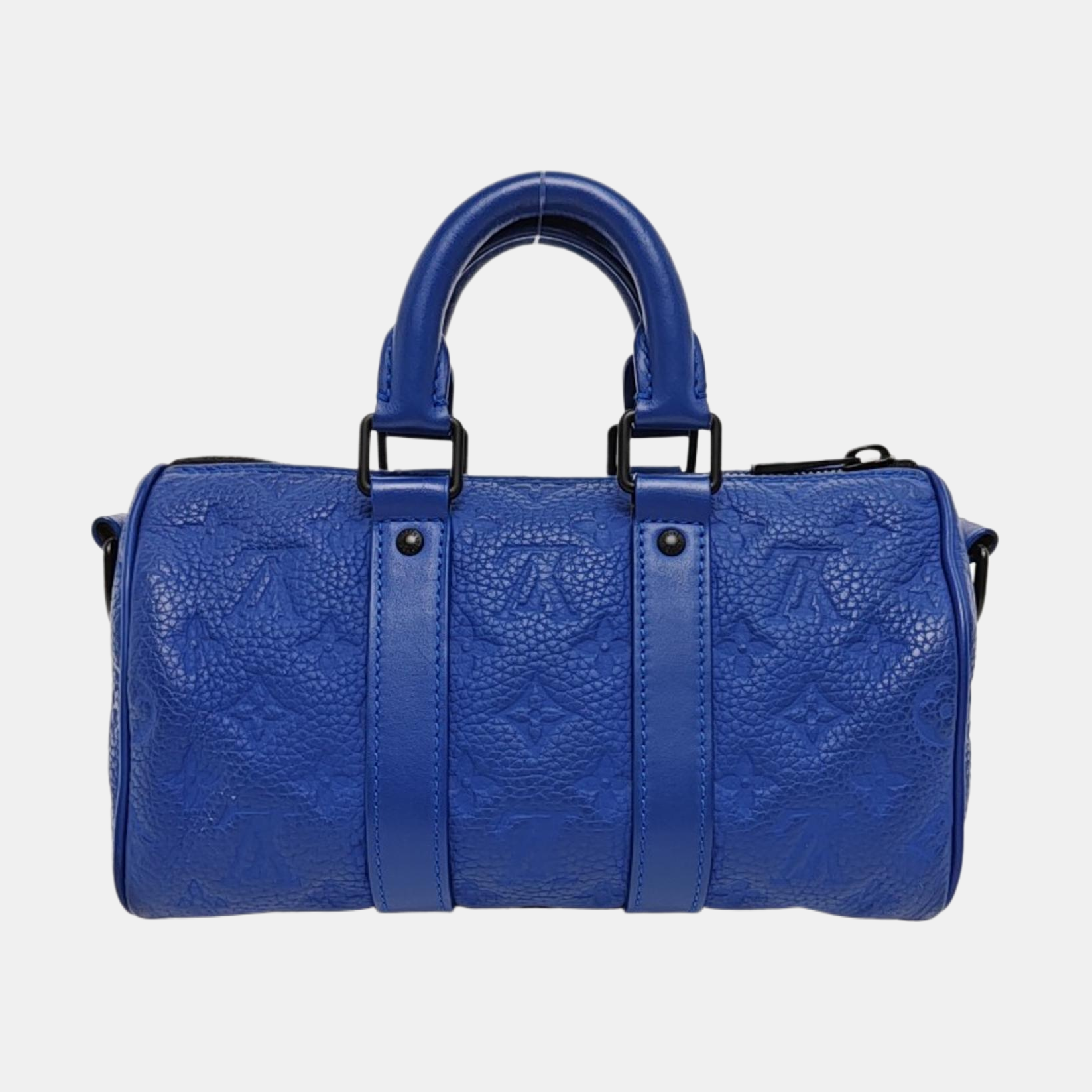 KEEPALL Monogram Calfskin Blue