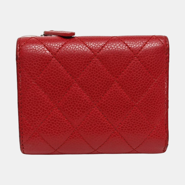 Quilted Grained Calfskin Wallet Red