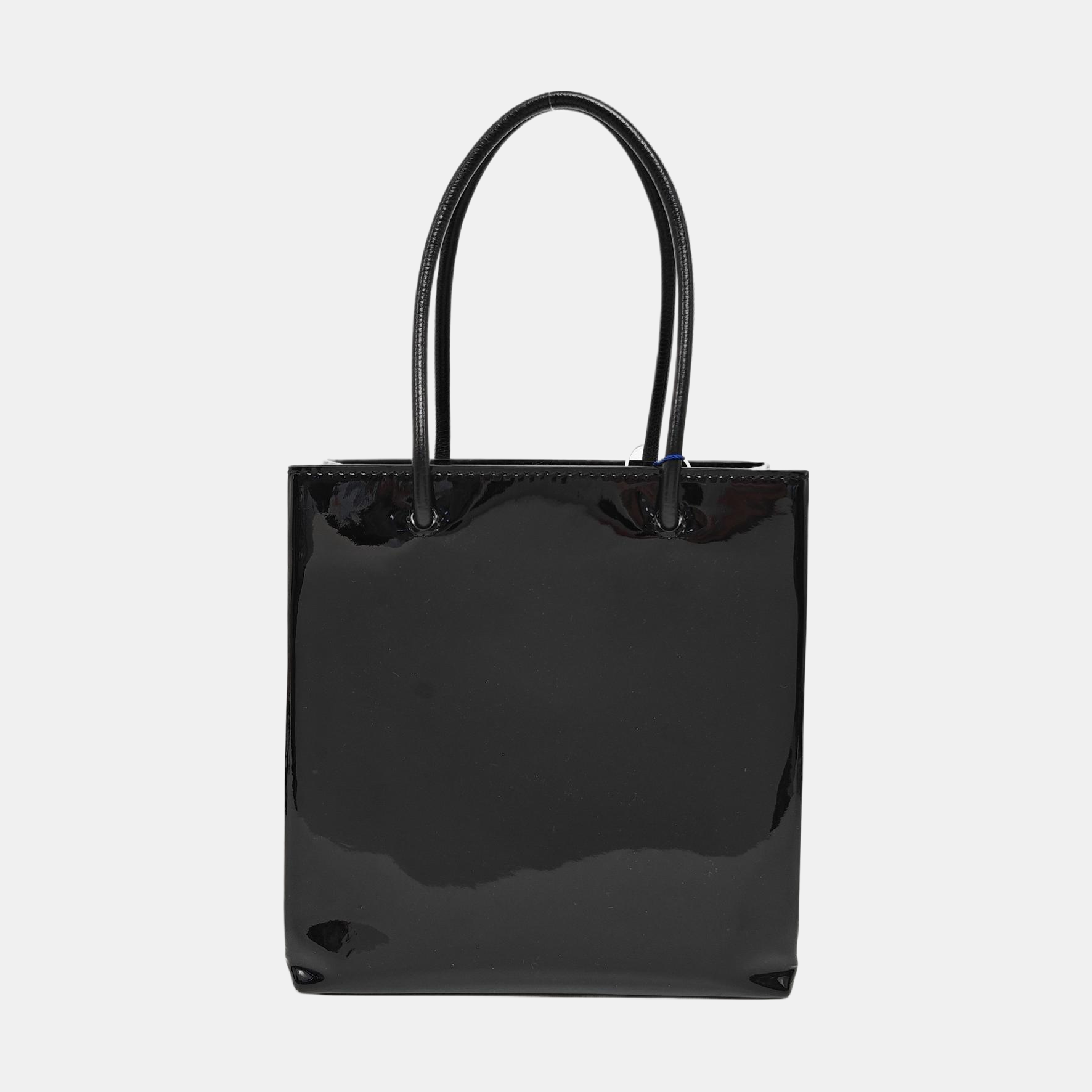 Shopping Bag Super Mini Patent Leather Black