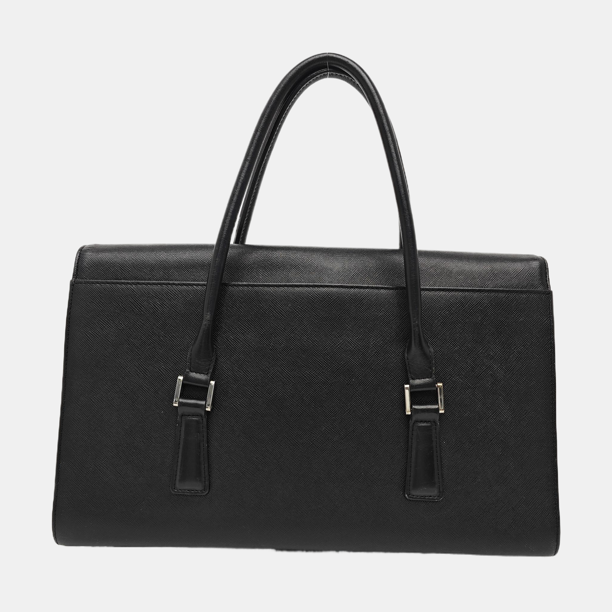 Calfskin Top Handle Bag Black