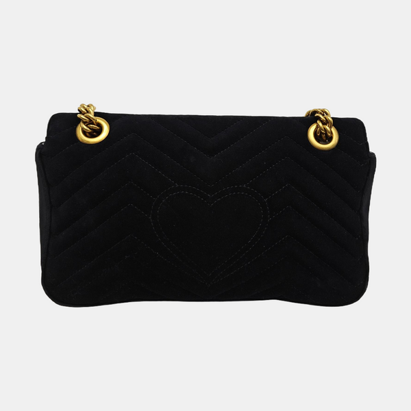 GG Marmont Medium Quilted Velvet Black