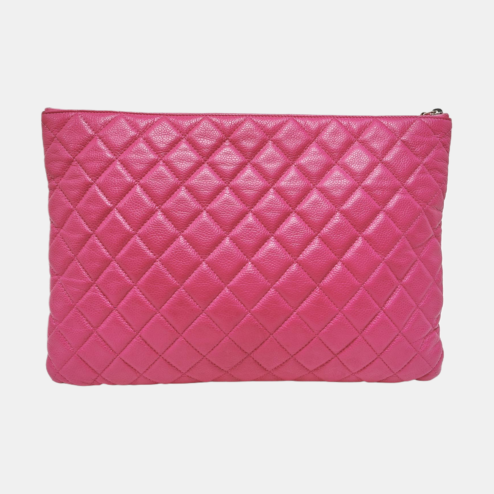 Quilted Grained Calfskin Clutch Pink
