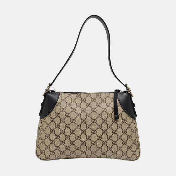 GG Emblem Small Monogram Coated Canvas Beige