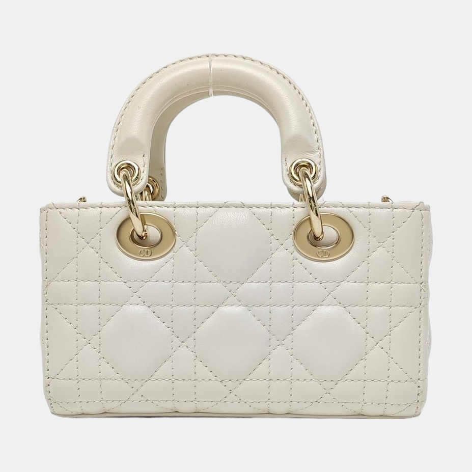 Lady D-Joy Super Mini Cannage Lambskin White