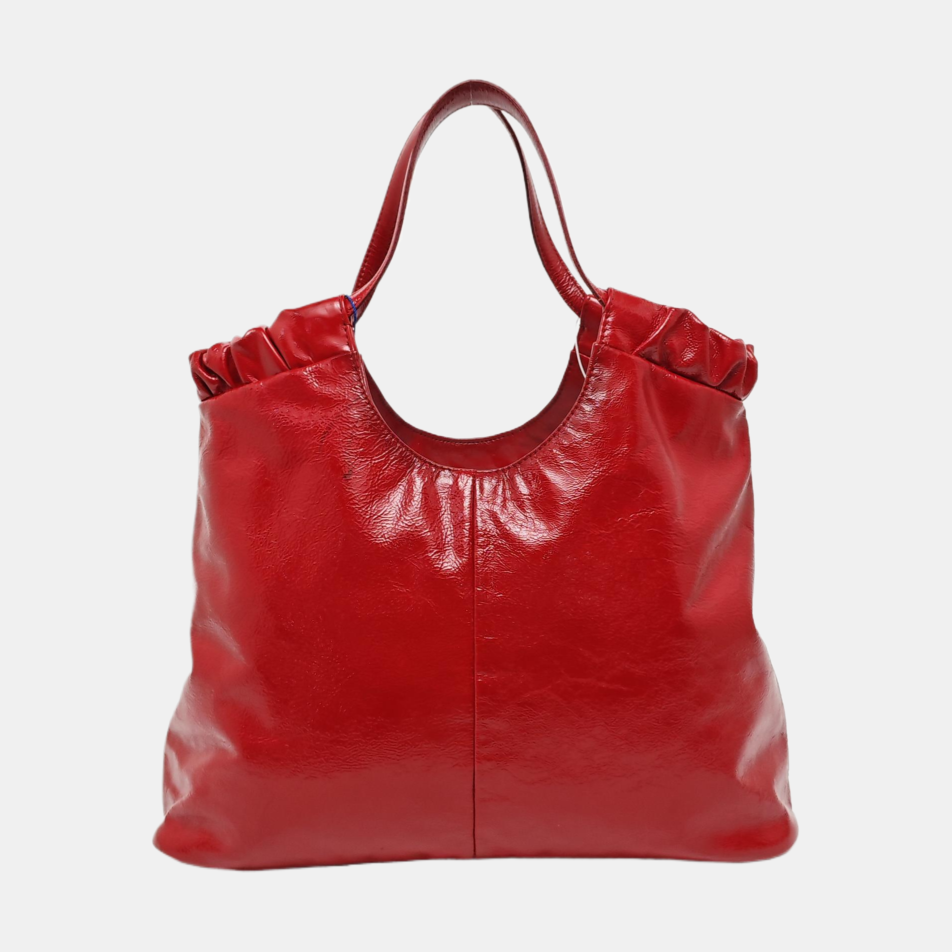 Quilted Patent Leather Tote Bag Red