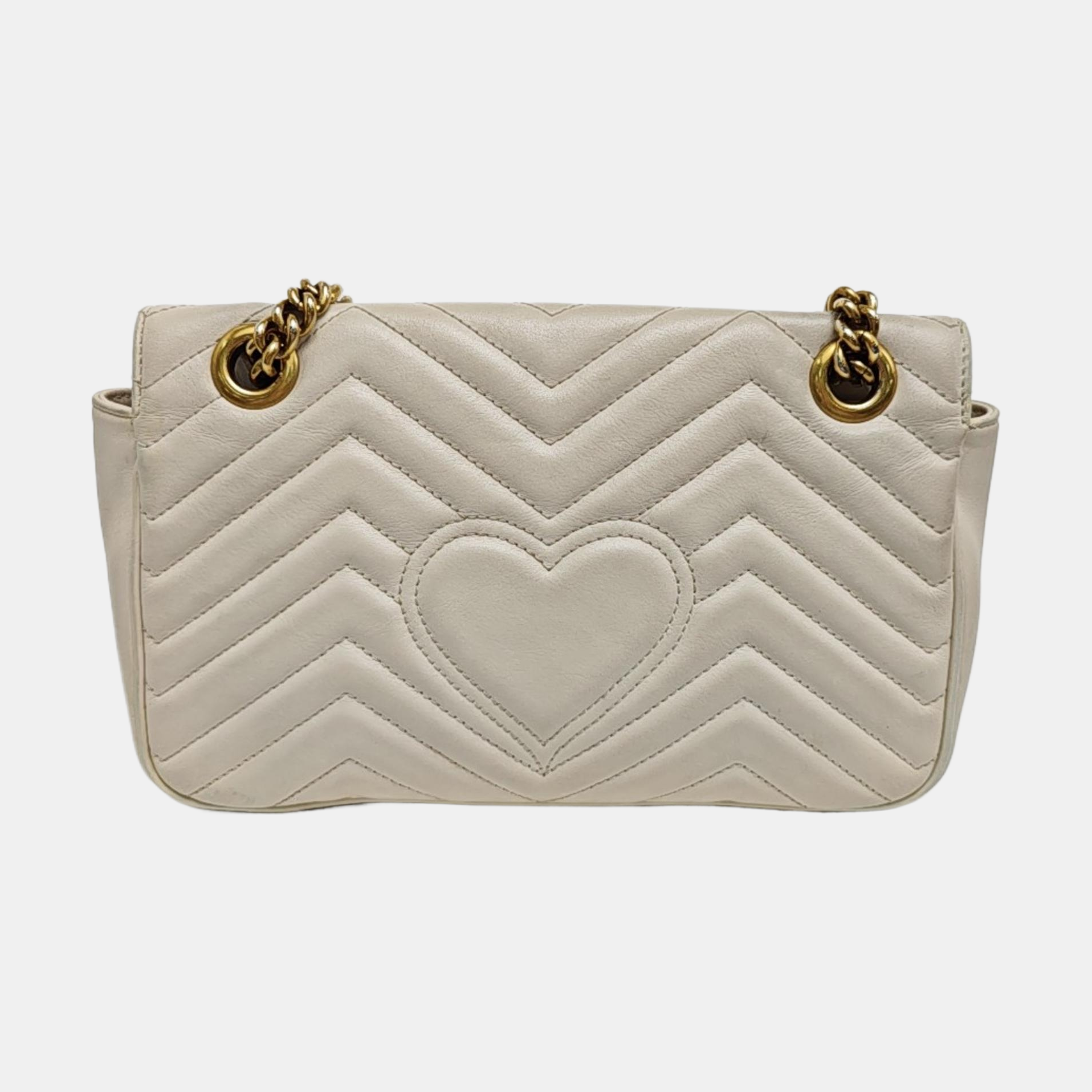 GG Marmont Medium Quilted Calfskin White