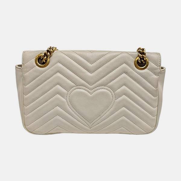 GG Marmont Medium Quilted Calfskin White