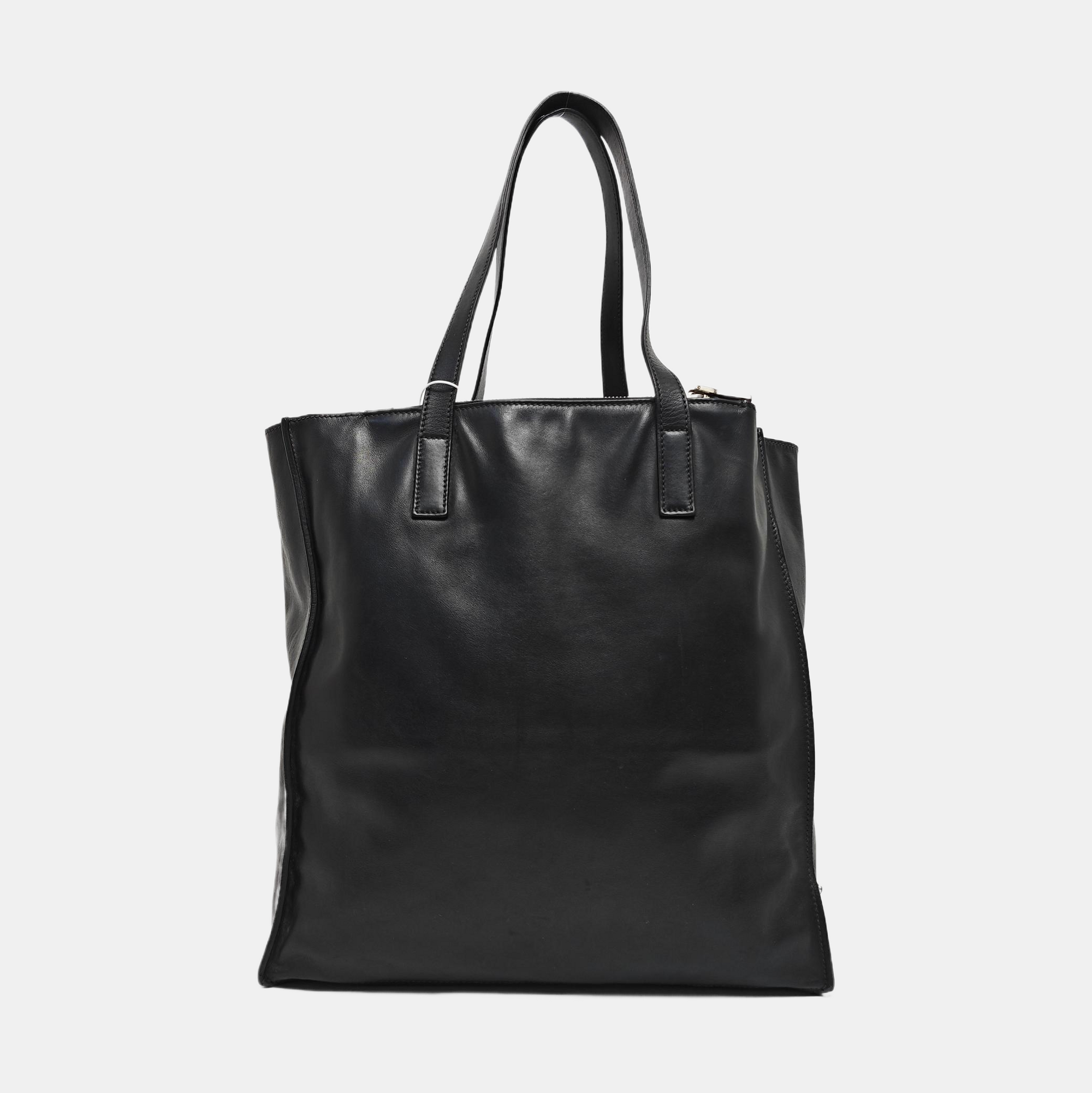 Calfskin Top Handle Bag Black