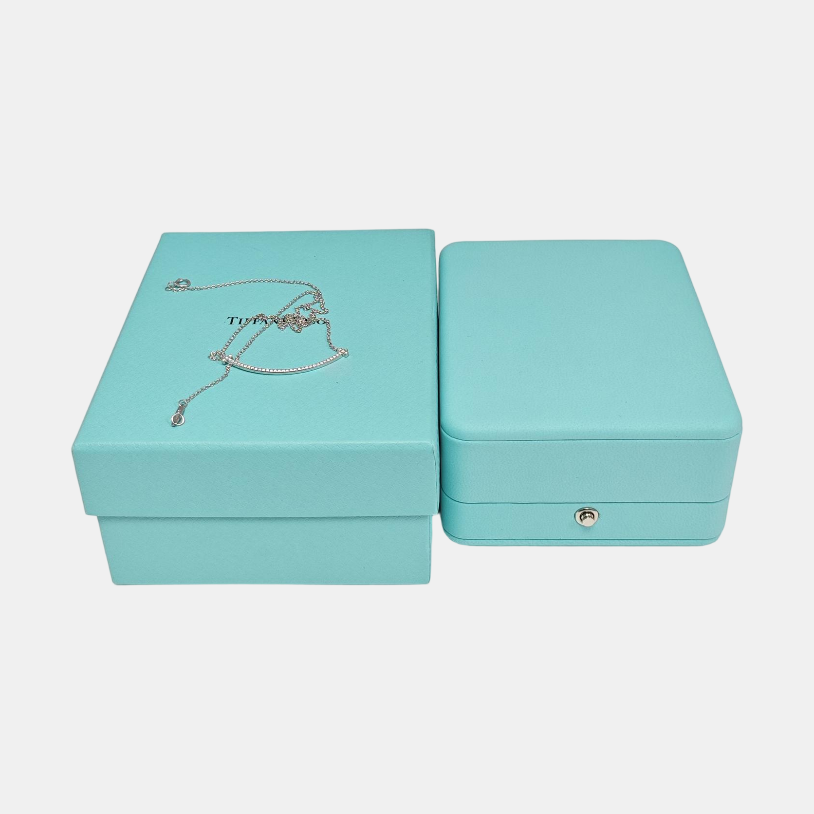 Tiffany T 18k White Gold Silver Necklace