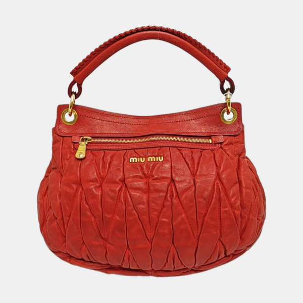 Miu Coffer Quilted Lambskin Red