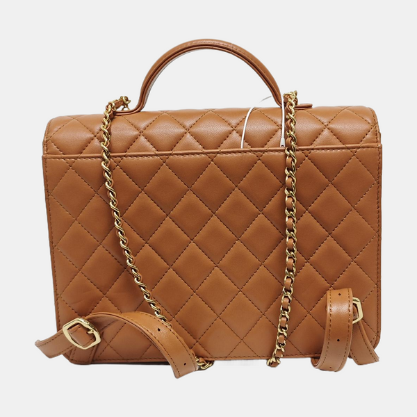 Quilted Lambskin Backpack Brown