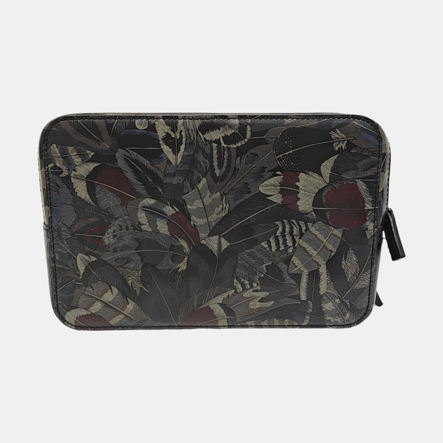Coated Canvas Clutch Black