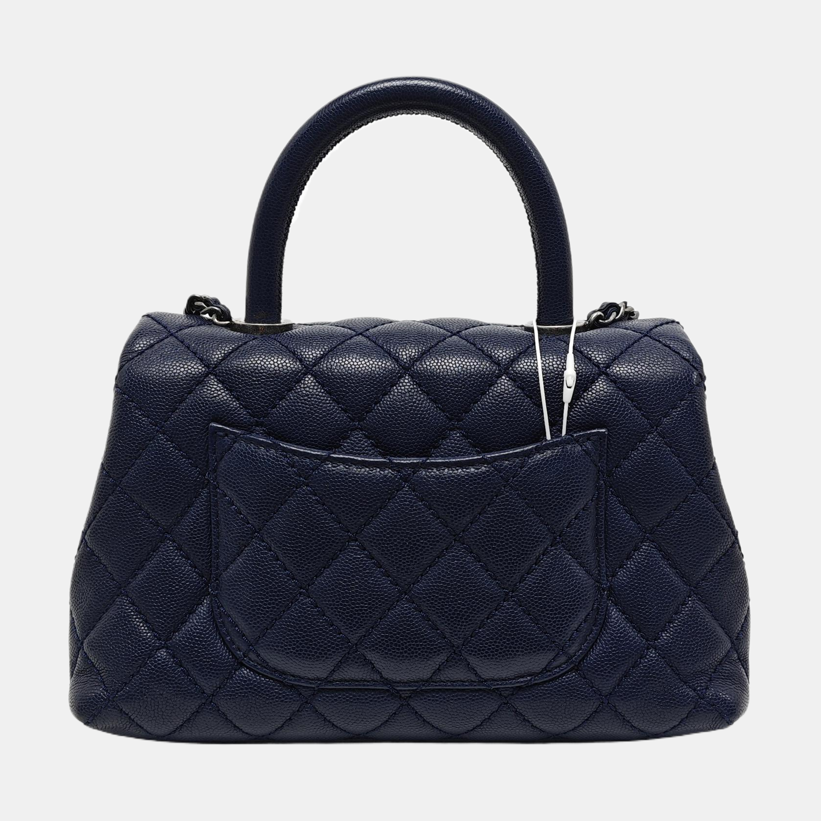 COCO HANDLE Small Quilted Grained Calfskin Blue