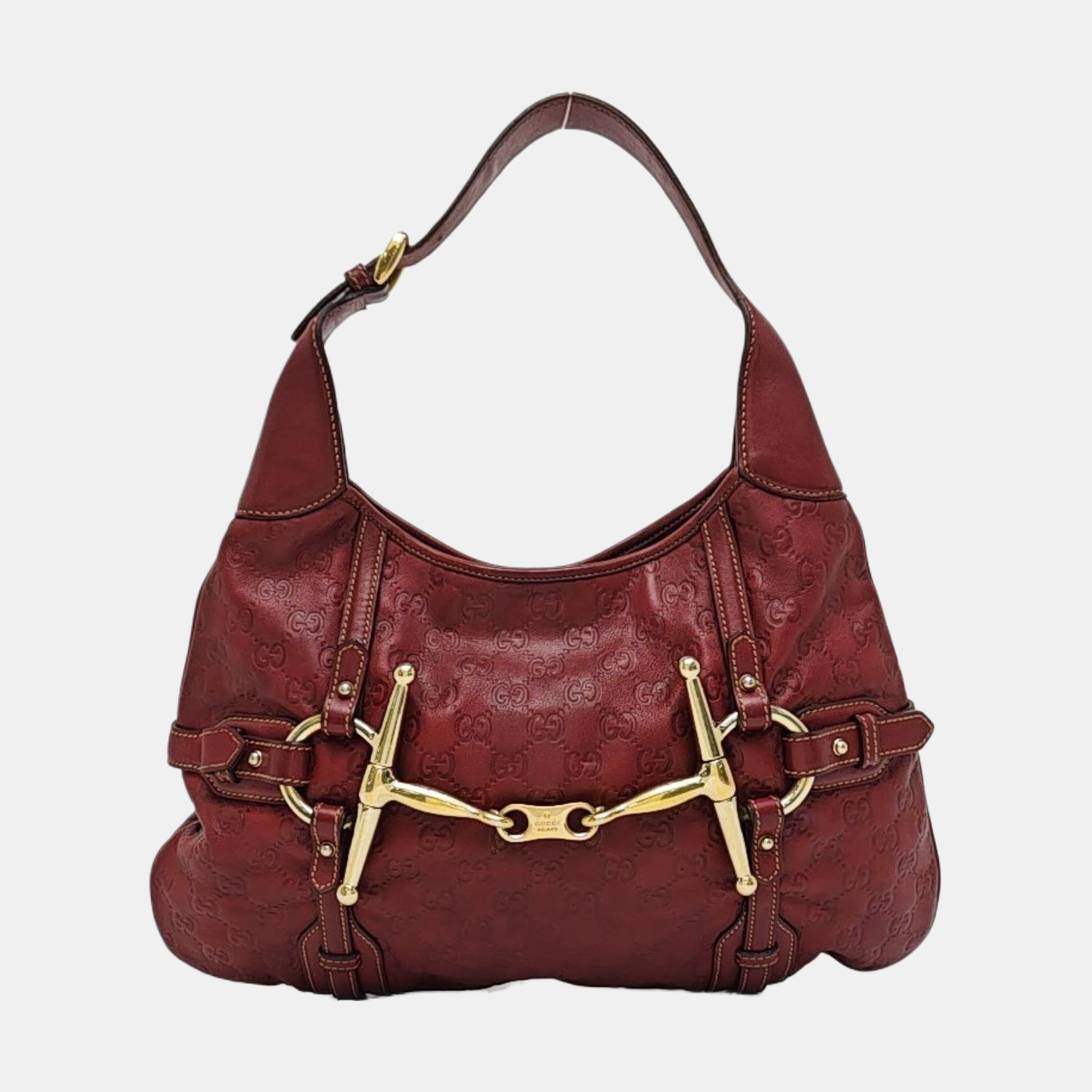 Monogram Calfskin Shoulder Bag Red