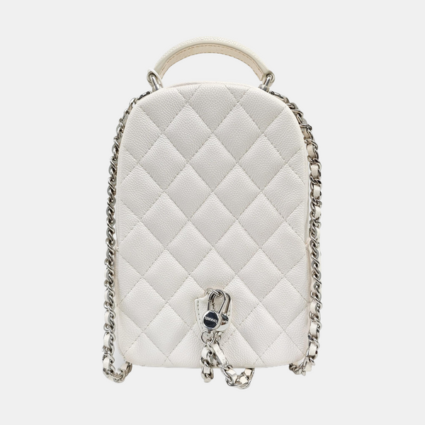 DUMA Mini Quilted Grained Calfskin White