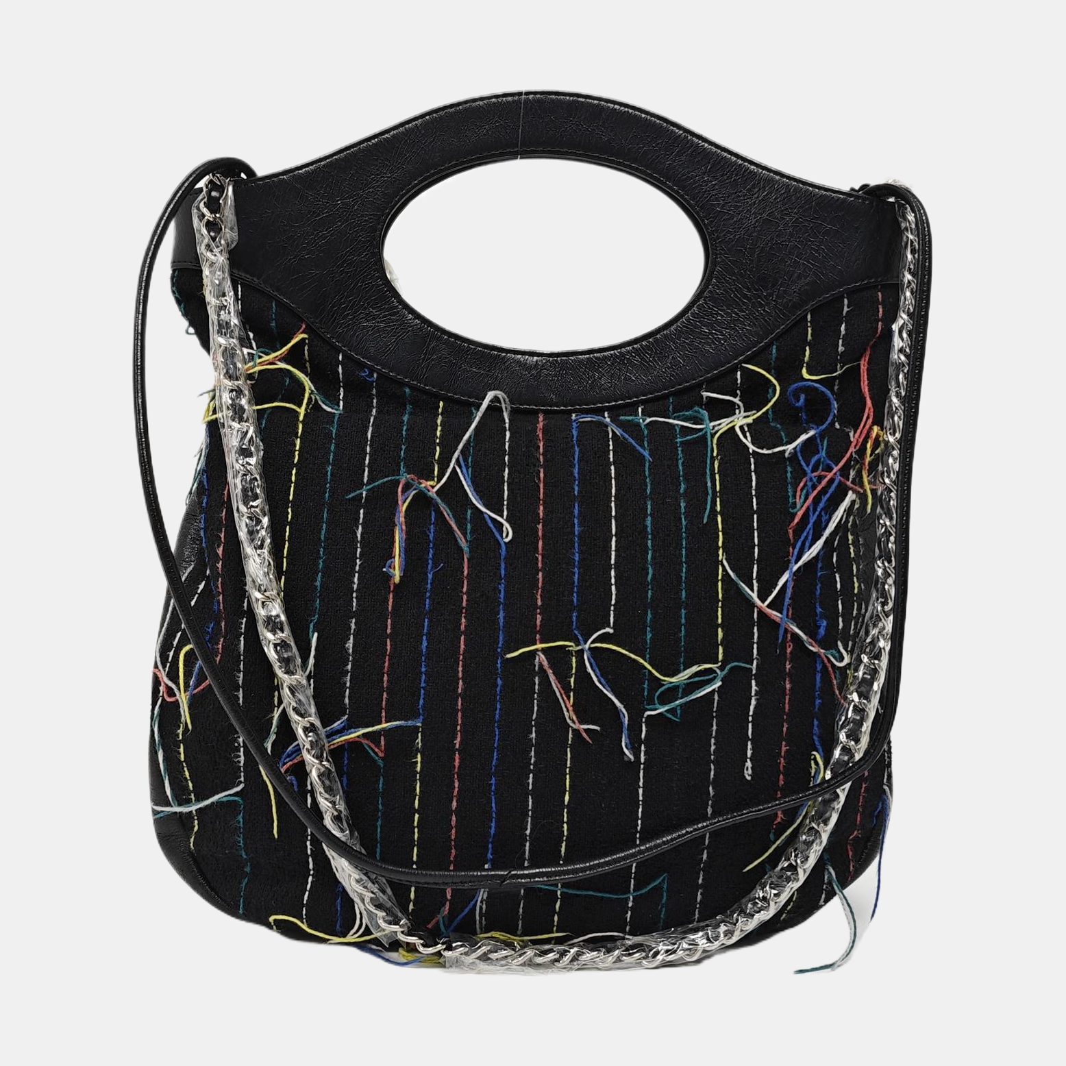 Quilted Fabric Shoulder Bag Black