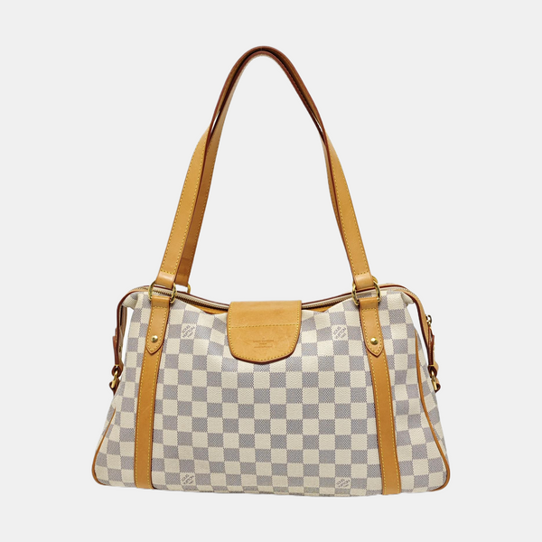STRESA Damier Azur Coated Canvas White