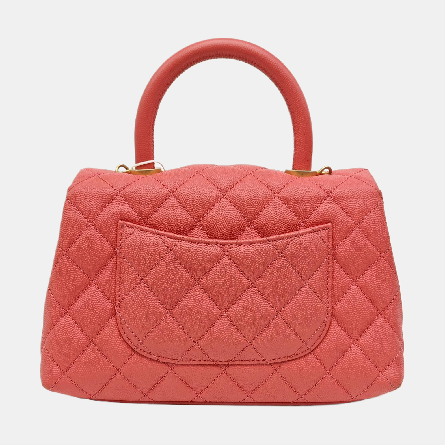 COCO HANDLE Small Quilted Grained Calfskin Pink