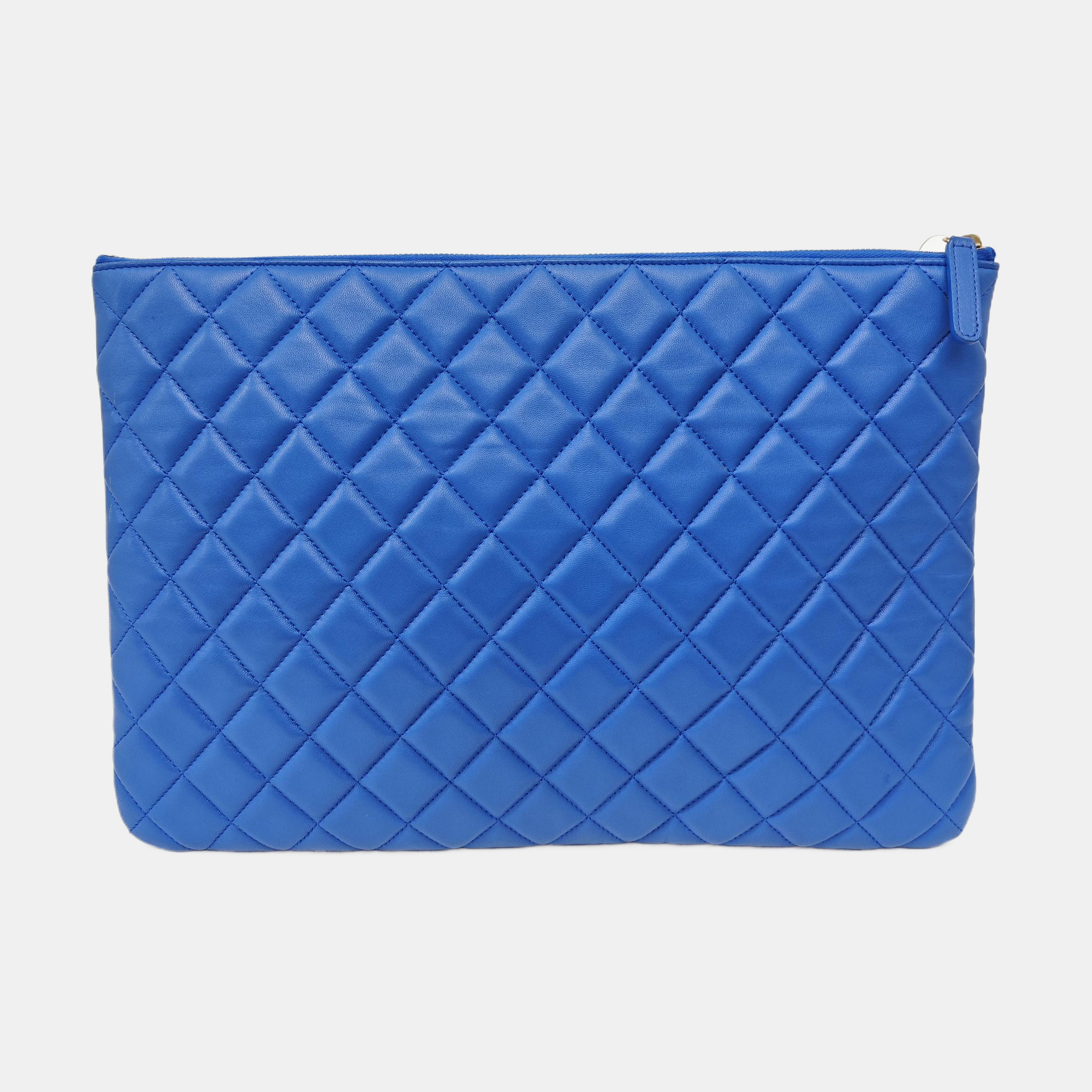 Quilted Lambskin Clutch Large Blue