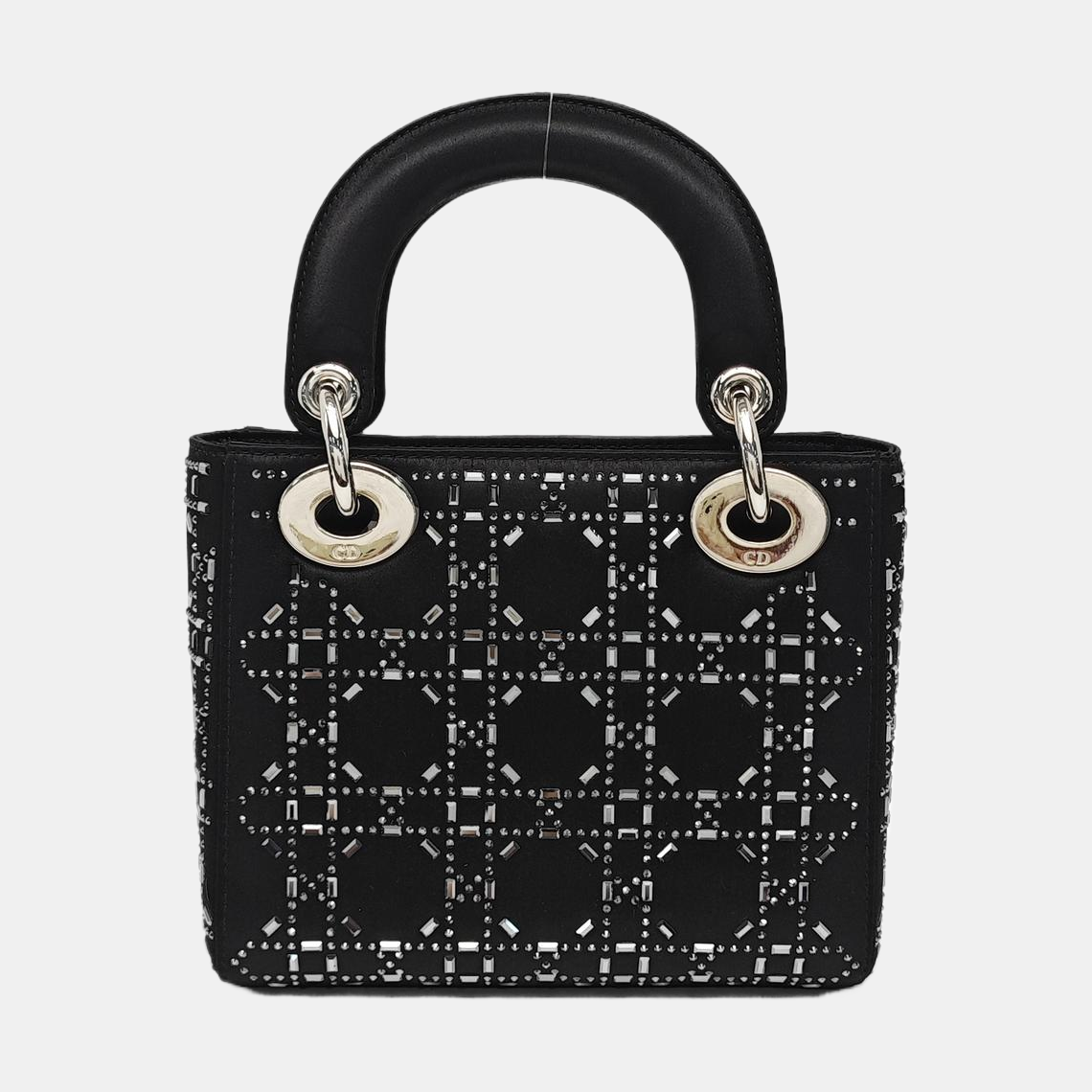 Authenticated pre-owned  Lady Dior Mini Silk Satin Blue - Tote Bag at Looply