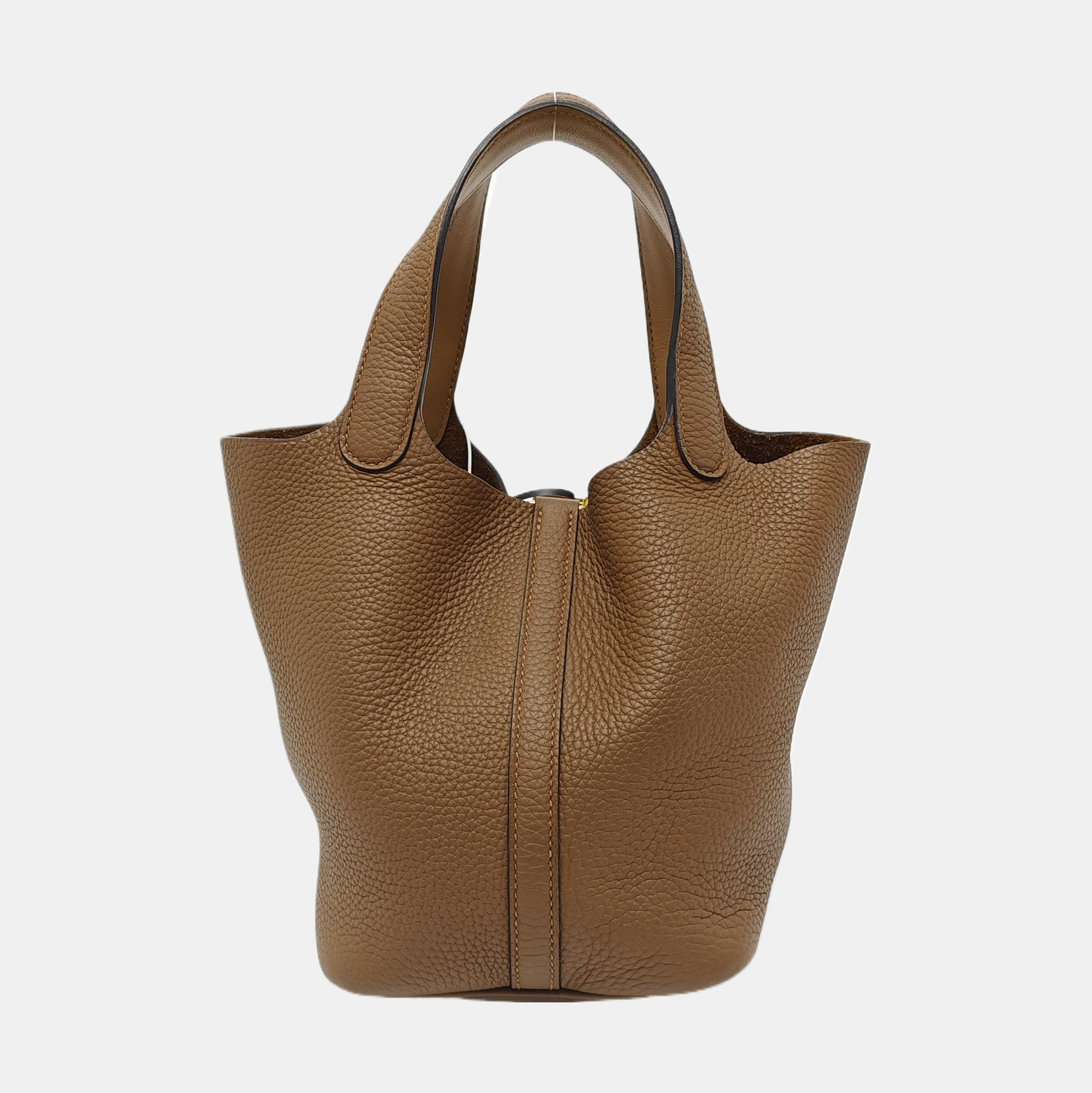 Authenticated pre-owned  Picotin Lock 18 Clemence Brown - Bucket Bag at Looply
