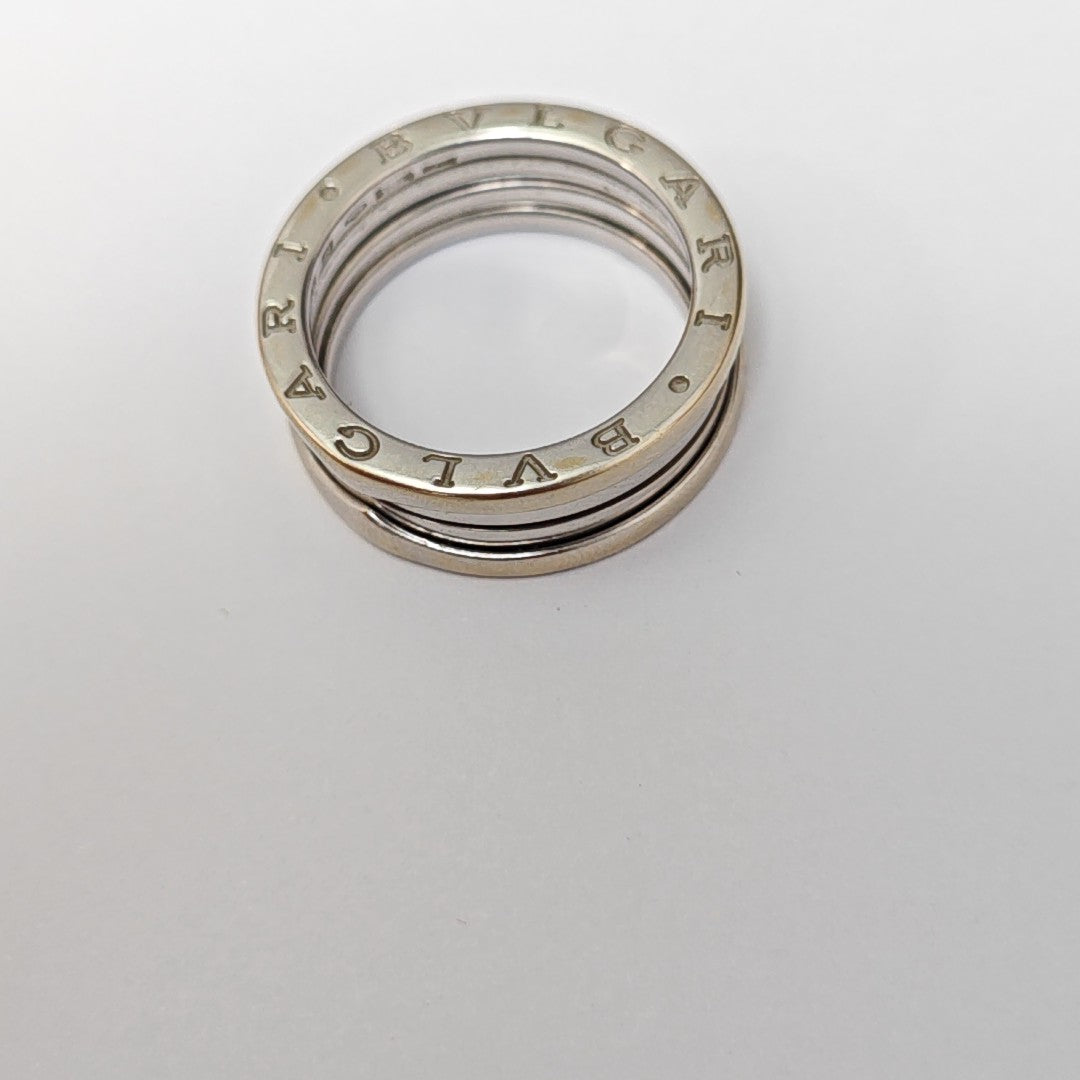 B.ZERO1 18k White Gold Silver Ring EU 59