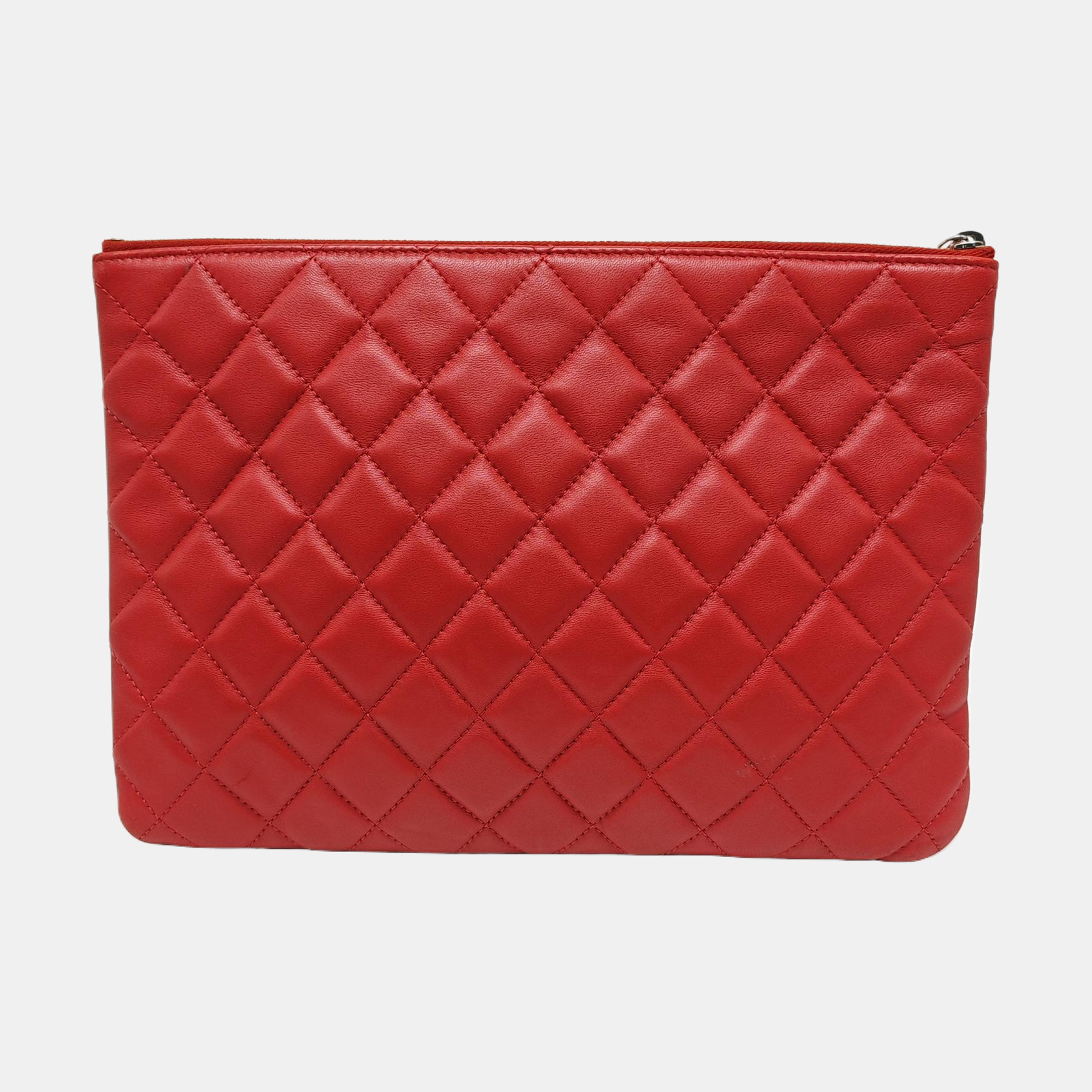 Quilted Lambskin Clutch Red