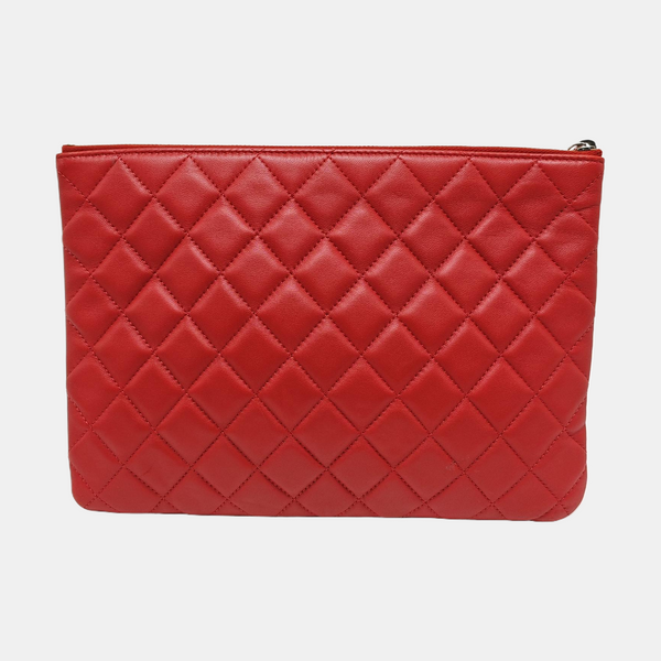 Quilted Lambskin Clutch Red
