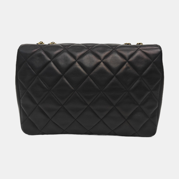 Quilted Lambskin Shoulder Bag Black