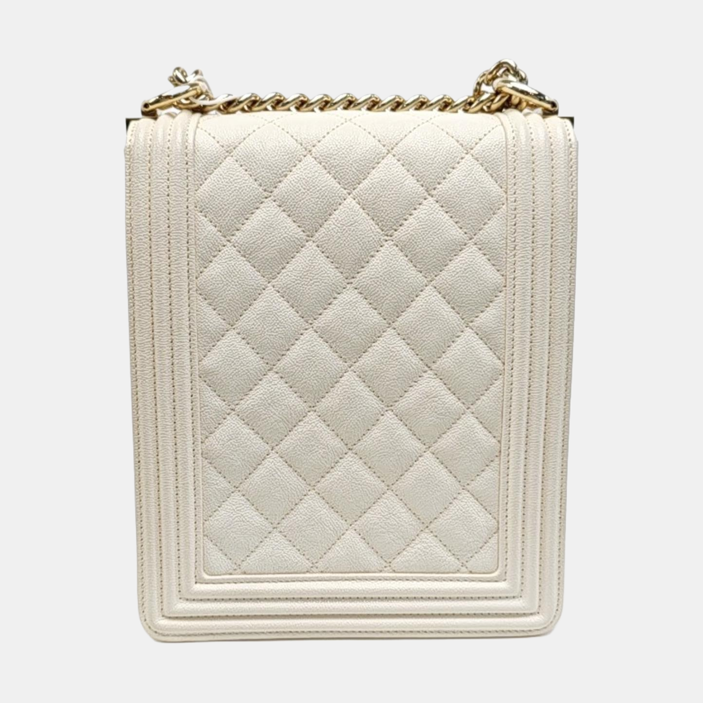 BOY CHANEL Small Quilted Calfskin White