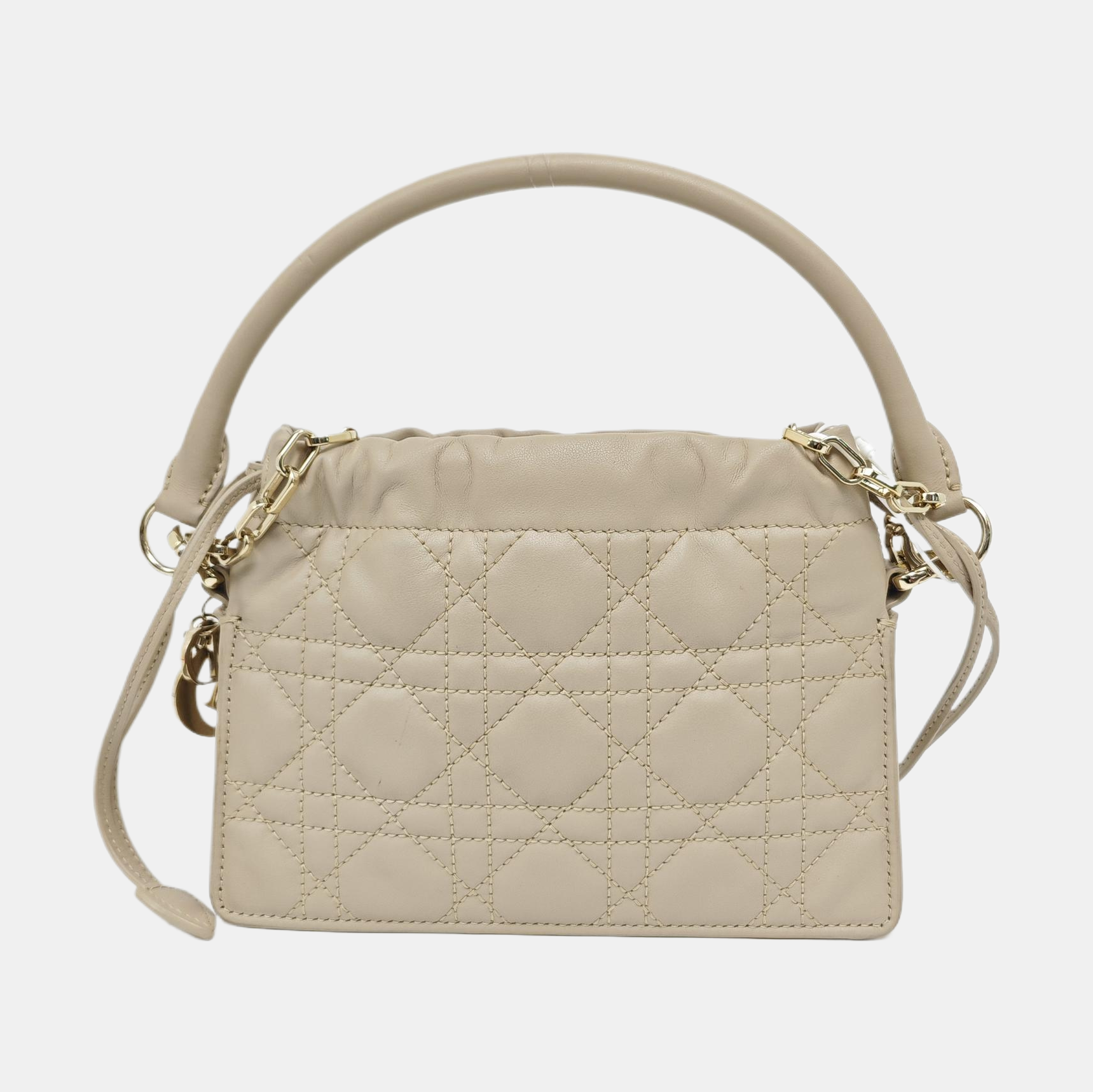 Authenticated pre-owned  Lady Dior Milly Mini Cannage Lambskin Beige - Shoulder Bag at Looply