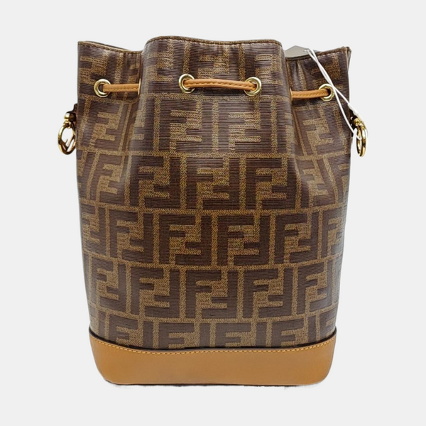 Coated Canvas Bucket Bag Brown