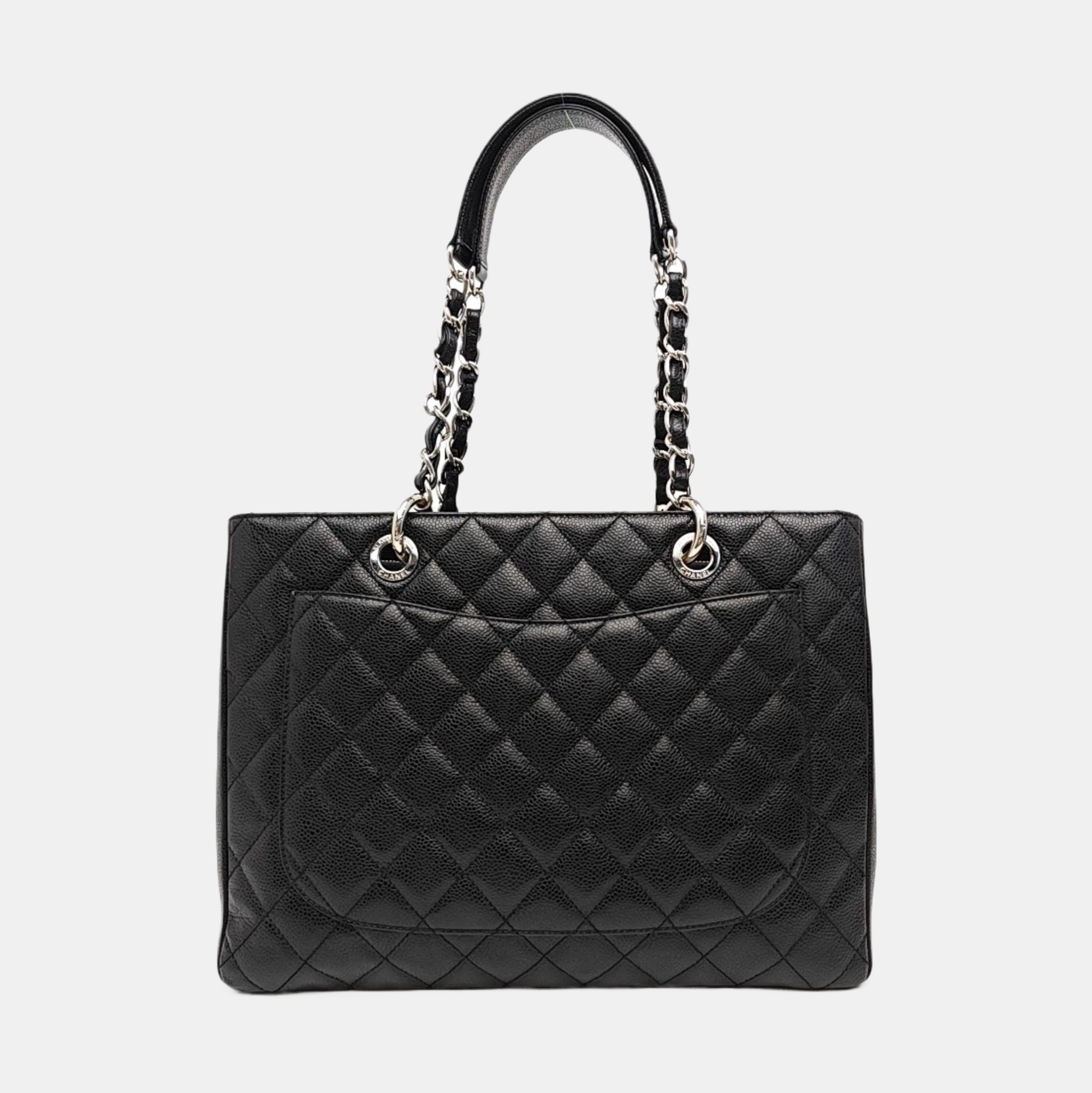 CHANEL GST Large Quilted Grained Calfskin Black