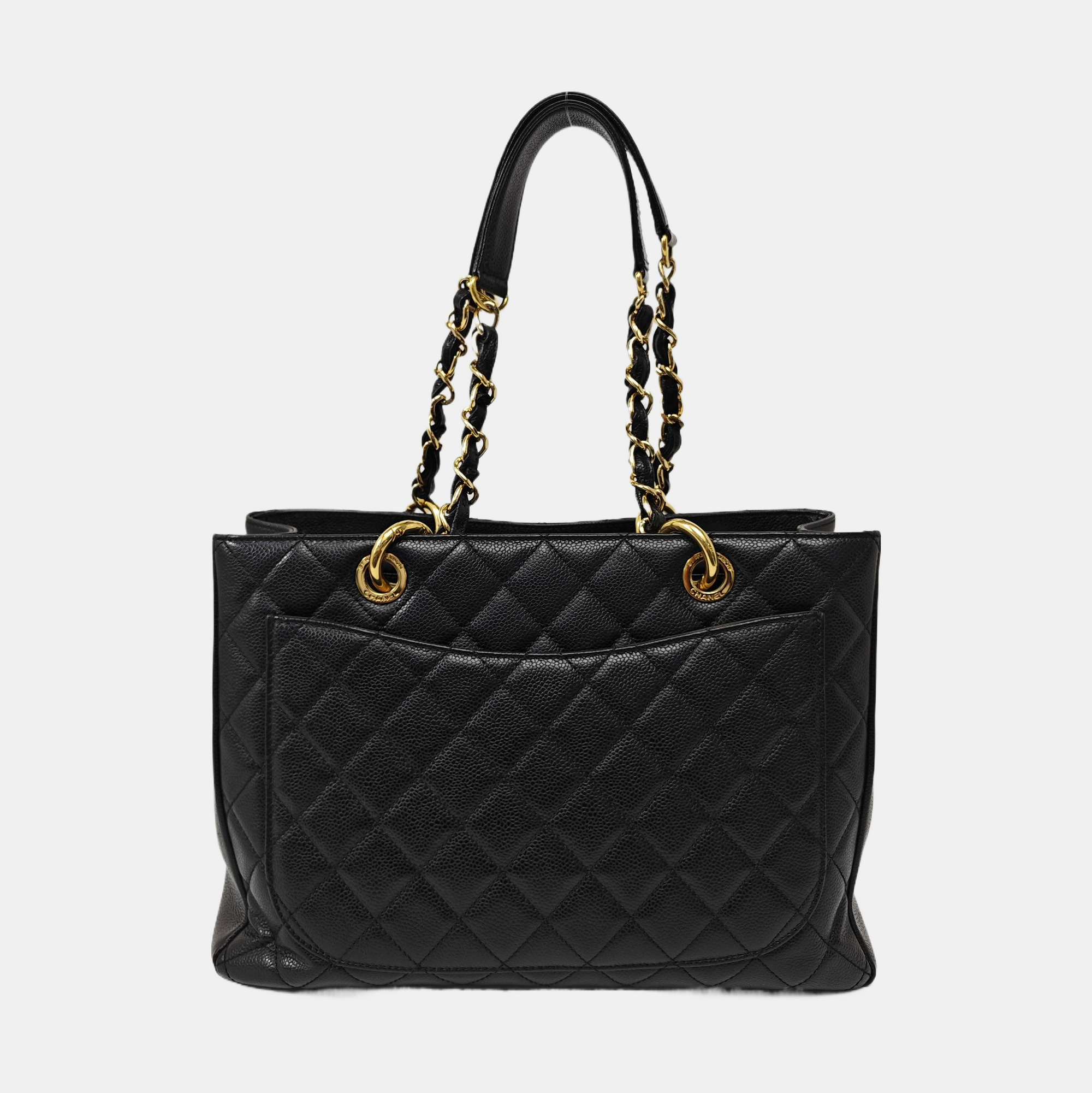CHANEL GST Large Quilted Grained Calfskin Black