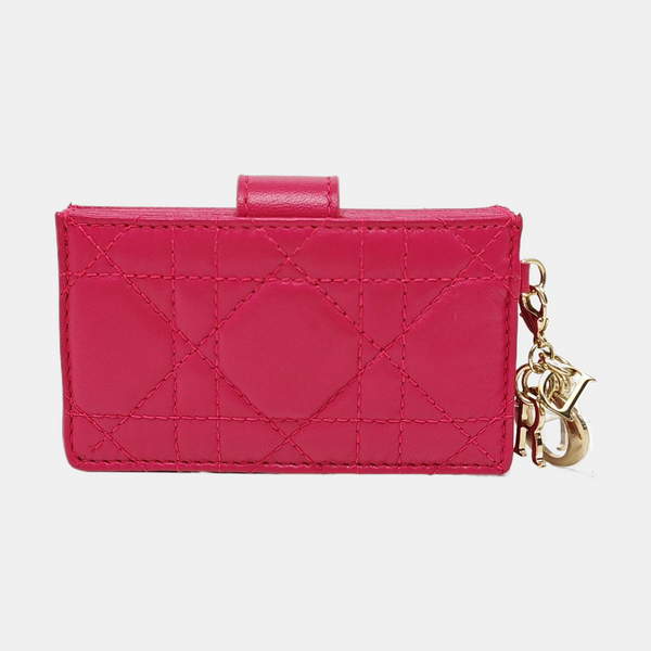Lady Dior Super Mini Cannage Lambskin Pink Card Holder