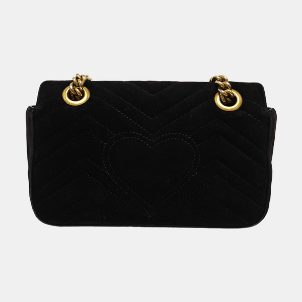 GG Marmont Small Quilted Velvet Black