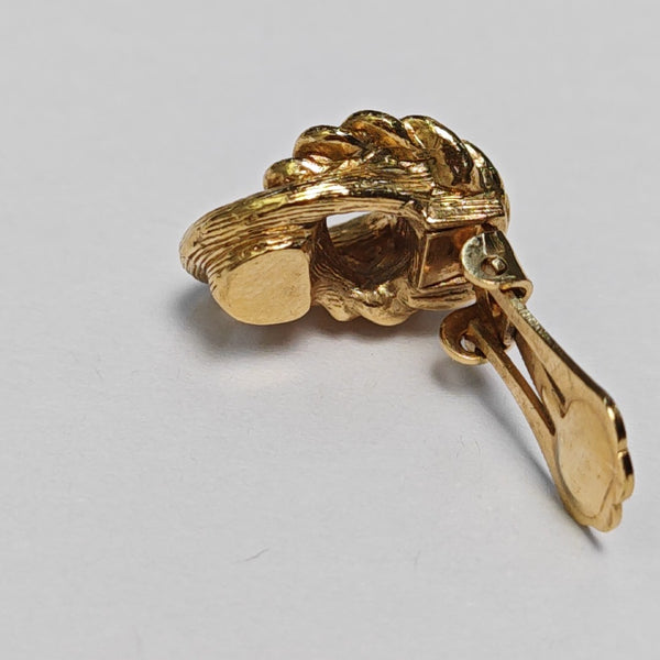 Twist Round Metal Gold Clip On Earrings
