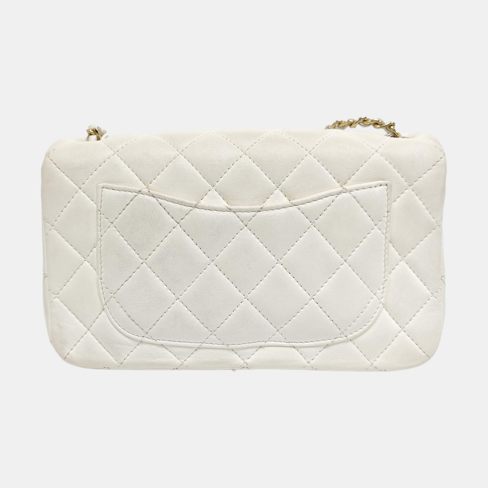 Quilted Lambskin Shoulder Bag White