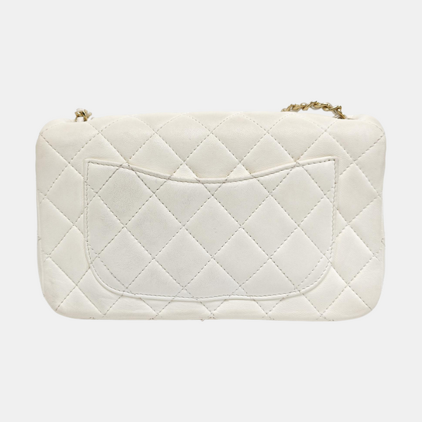 Quilted Lambskin Shoulder Bag White