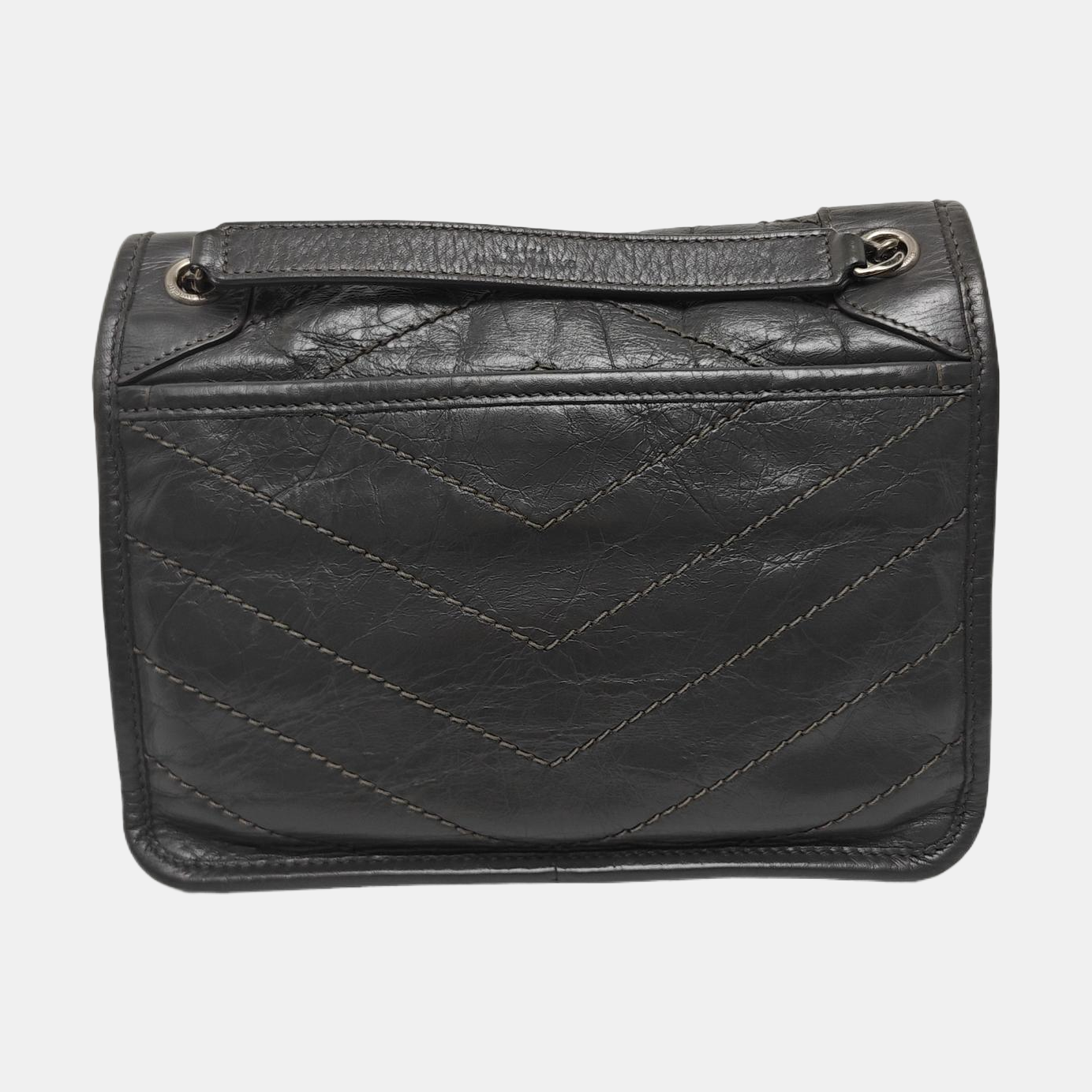 NIKI Small Chevron Calfskin Gray