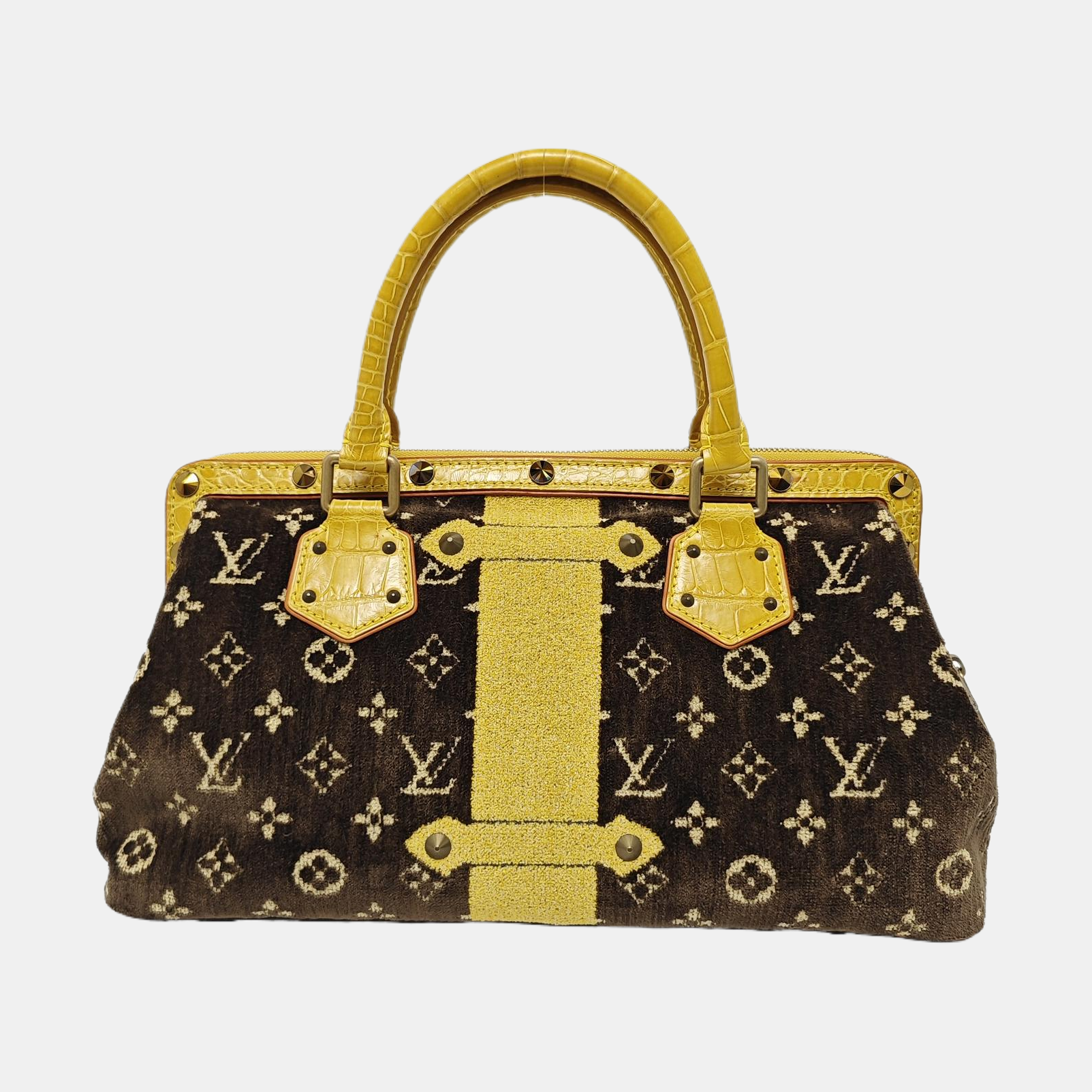 Monogram Crocodile Top Handle Bag GM Brown